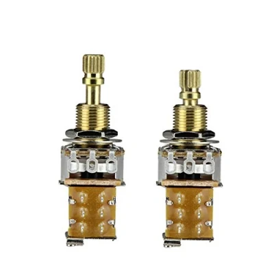 Image of FLEOR 2PCS B250K Push Bounce Switch Potentiometer Linear Taper Pot Long Split Copper Shaft for Electric Guitar Bass Volume/Tone Controls