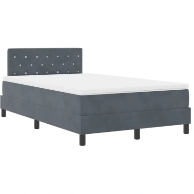Image of Box Spring Bed with Mattress Dark Grey 120x200 cm Velvet Vidaxl
