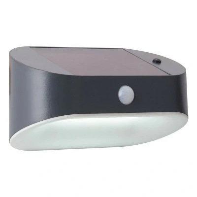 Image of Solar LED Wall Light with PIR Motion Sensor Grey