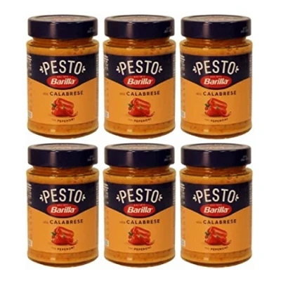 Image of 6x Barilla Pesti alla Calabrese Italian Pesto Sauce with Ricotta Cheese &amp; Chilli for Pasta 190g Ready to Eat!