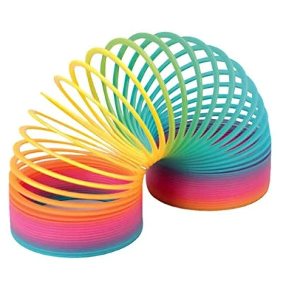 Image of Rainbow Slinky Spring, Multicoloured Magic Springs Perfect Slinking For Having Fun
