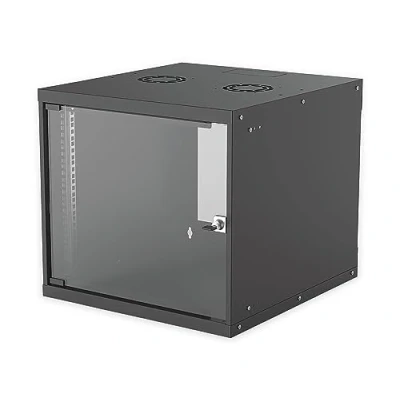 Image of Intellinet Network Cabinet, Wall Mount (Basic), 9U, 560 mm Deep, Black, Flatpack, Max 50 kg, Glass Door, 19 Inch, Three Year Warranty