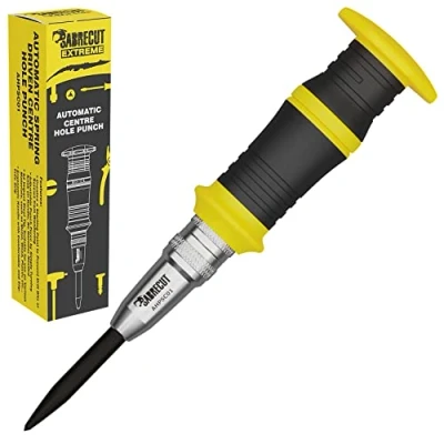 Image of 1 Piece SabreCut AHPSC01 Heavy Duty Automatic Spring Driven Centre Hole Punch with Adjustable Strike Force 60 140 Newtons Suitable for Metal Wood Plastic and Many Other Materials