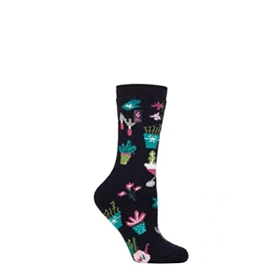 Image of Women&#039;s 1 Pair SOCKSHOP Heat Holders 1.6 TOG Lite Hobby Socks Green Fingers Navy 4 8