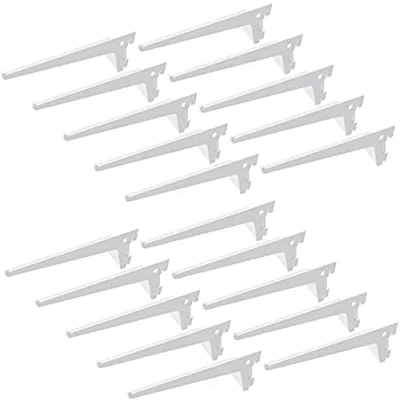 Image of Emuca Shelf Brackets for Single Slot Wall Rail (Grid Dimension: 50mm), White, 350mm, Set of 20 Pieces