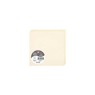 Image of Clairefontaine Ref 2817C Pollen Folded Card (Pack of 25 Sheets) 135 x 135mm Sized, 210gsm Card, Inkjet &amp; Laser Printer Compatible, Acid Free Cream