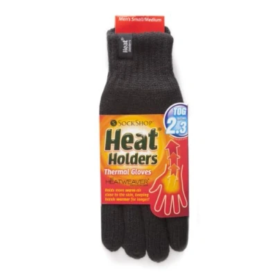 Image of HEAT HOLDERS Mens 1 Pair 2.3 Tog Heatweaver Yarn Gloves Black S/M