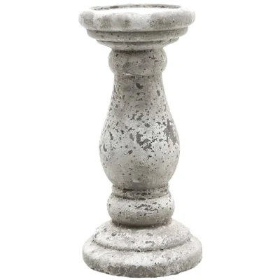 Image of Small Candle Holder Ceramic L11 x W11 H23 cm Stone