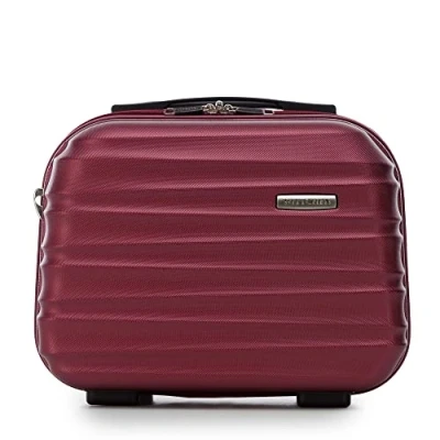 Image of WITTCHEN Cosmetic Case Travel Suitcase Carry On Cabin Luggage Hardshell Made of ABS Combination Lock Groove Line Burgundy