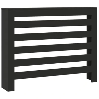 Image of vidaXL Radiator Cover Heater Shelf Black Slatted Engineered Wood Cabinet 104 x 20 82 cm