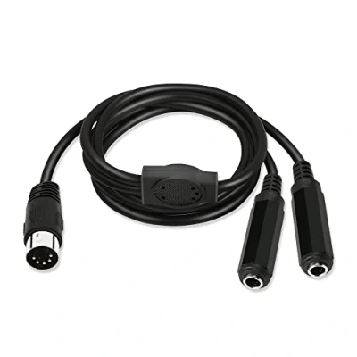 Image of GINTOOYUN 5 Pin Din to 6.35mm Splitter Y Adapter Cable 39 Inch MIDI Male Plug Dual 1/4&quot; TRS Female for Mixers,MIDI Keyboards,Music Mixers Electronic Pianos etc
