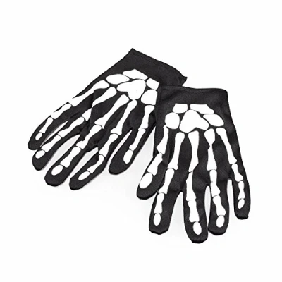 Image of Bristol Novelty BA101 Skeleton Gloves Black, unisex adult, White, 9 Inch
