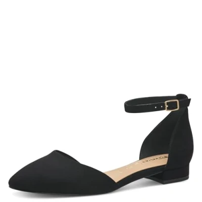 Image of Tamaris Ankle strap ballet pumps, Women&#039;s, Size: 5, Black Textile