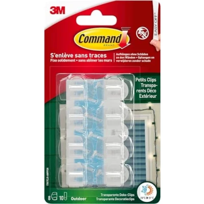 Image of Command 17017AW Outdoor Decorative Utility Clip, No Residue, Virtually Invisible, 8 Strips Size: S