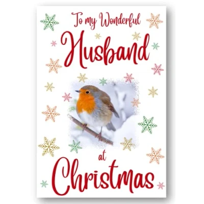 Image of Second Ave Husband Christmas Robin Xmas Holiday Festive Greetings Card