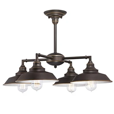 Image of Westinghouse Lighting 63433 Iron Hill Four Light Indoor Chandelier/Semi Flush Mount Ceiling Fixture, Oil Rubbed Bronze Finish with Highlights