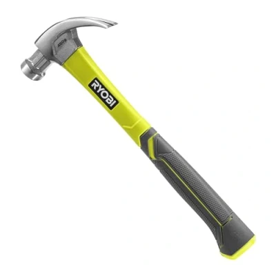 Image of Ryobi RHHCC450 450gr Fibreglass Curved Claw Hammer, Green &amp; Antracite