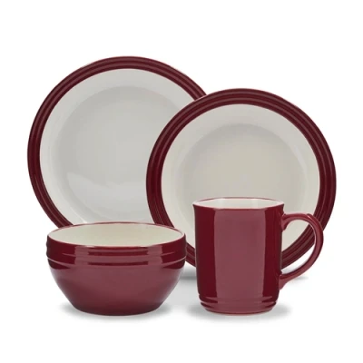Image of Barbary &amp; Oak Foundry 16 Piece Dinnerware Set Red