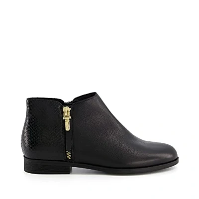 Image of Dune London Womens Ladies Pandie Zip Detail Ankle Boots Black Leather (archived) Size UK 3