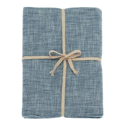 Image of Walton &amp; Co Flint Blue Chambray Tablecloth 130x180cm