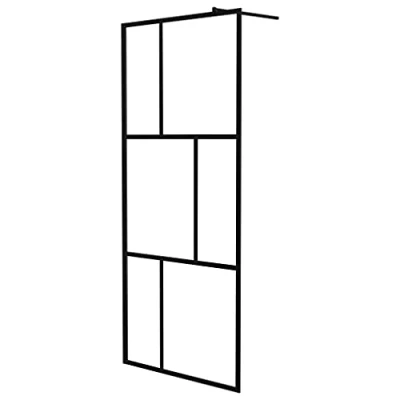 Image of vidaXL Walk in Shower Wall Partition Enclosure Screen Bath Cubicle with Tempered Glass Black 90x195 cm