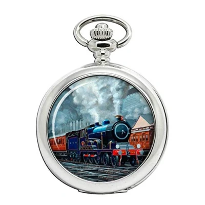 Image of Family Crests GER Steam Train Leaving Liverpool Street Station Full Hunter Pocket Watch