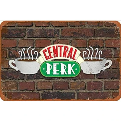 Image of LINQWkk Vintage Central Perk Retro Tin Sign Poster Plaque Wall Decor for Bar Cafe Garden 8x12inch