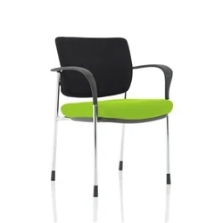 Image of Brunswick Deluxe Black Fabric Back Chrome Frame Seat Green With Arms