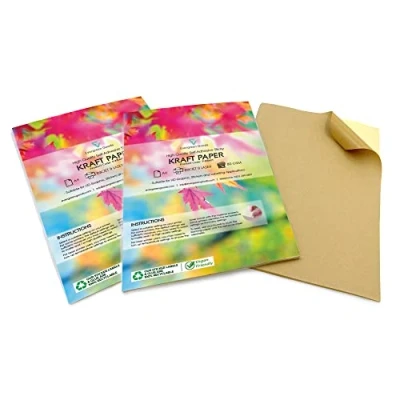 Image of Evergreen Goods 100 Sheets A4 Matte Brown Kraft Sticker Paper Labels Self Adhesive Sticky Inkjet &amp; Laser Printable Compatible with Cricut Silhouette Ideal Graphics