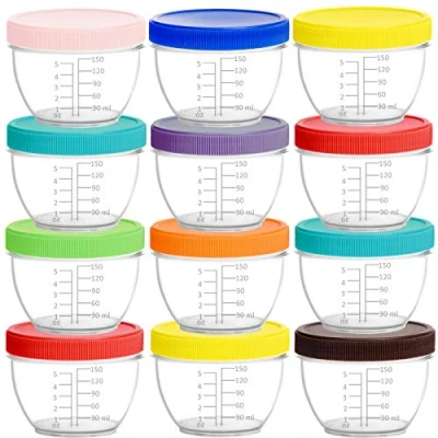 Image of Youngever 18 Pack 180ml Baby Food Storage, Re usable Containers with Lids and Labels, 9 Assorted Colors