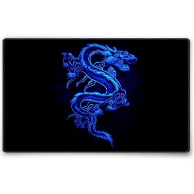 Image of Silent Monsters Mouse Mat Small 24 x 20 cm / 10 8 inches, Pad Design: Blue Dragon, Stitched Edges, Mousemat for Office and Gaming, Mousepad Non Slip Rubber Base, Desk