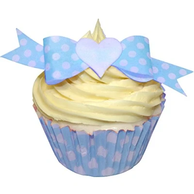 Image of Pack of 10 Perfectly Cut Baby Blue Polka Dot Bow by CDA Products 201 498