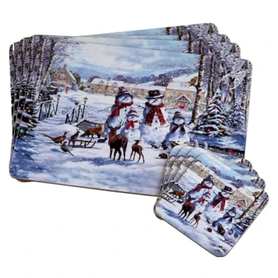Image of Sets of 4 Placemats with Matching Coasters (Magic Christmas AB Placemat and Coaster Set)