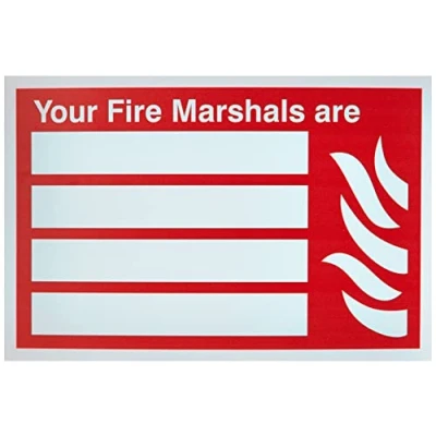 Image of Seco Your Fire Marshals are &amp; Sign, 300mm x 200mm 1mm Semi Rigid Plastic