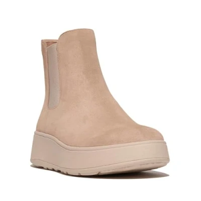 Image of Fitflop Women&#039;s F Mode Suede Flatform Chelsea Boots, Classic Beige, 5 UK