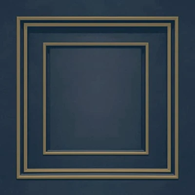 Image of Belgravia Decor Amara Panel Navy Gold Wallpaper GB7385 Italian Vinyl Wood
