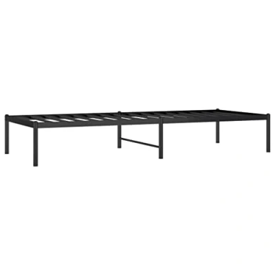 Image of vidaXL Black Metal Bed Frame, 2FT6 Small Single Size, Robust Powder Coated Steel, with Slats and Under Storage Space
