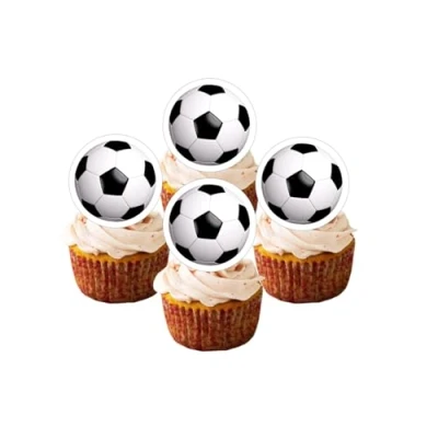 Image of 35 x Pre Cut Football Cake, Cupcake Toppers/Decorations Edible Premium Wafer Paper