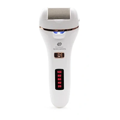 Image of Rio Go Smooth Electric Foot File 60 Second Hard Skin Remover for Calluses, Cracked, and Dry Skin, Pedicure Tool Heels, Balls of Feet Toes, Coarse Fine Rollers, LED Light Rechargeable