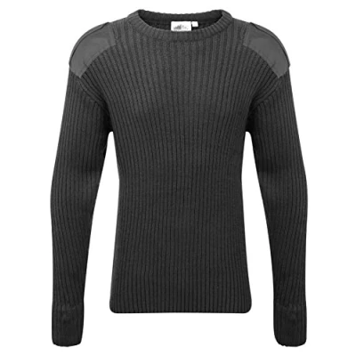 Image of Castle Clothing Mens Army Security Jumper Pullover Crew Neck Long Sleeves Knitted Top (X Large, Black)