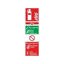 Image of Safety Sign Fire Extinguisher Water For Use On PVC 300x100mm Rigid