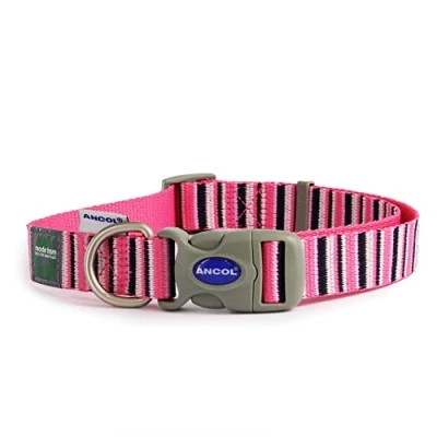 Image of Ancol Hot Pink Candy Stripe Made From Collar (size 5 9/45 70cm neck)