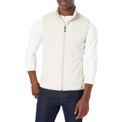 Image of Amazon Essentials Men&#039;s Full Zip Polar Fleece Vest (Available in Big &amp; Tall), Oatmeal Heather, XXL