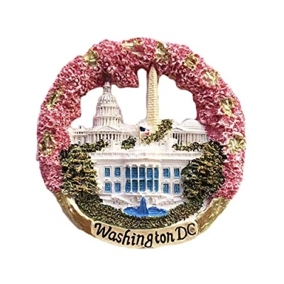 Image of Washington DC USA 3D Round Refrigerator Magnet Souvenirs Handmade Resin Magnetic Stickers Home Kitchen Decoration,Washington Fridge Collection Gift