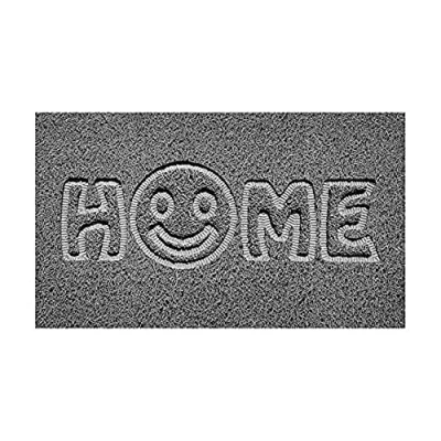 Image of Nicoman Embossed Spaghetti Door Mat Dirt Trapper Jet Washable Doormat 70x43cm (Grey, HOME SMILEY FACE Shape) Use Indoor or Sheltered Outdoor