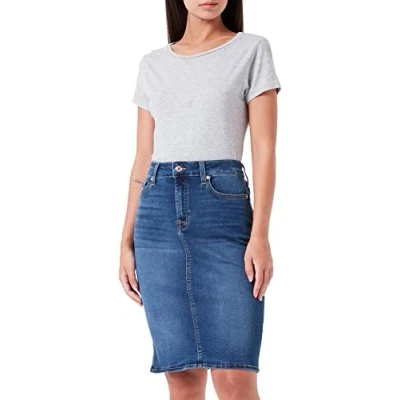 Image of 7 For All Mankind Women&#039;s Bair Eco Pencil Skirt, Mid Blue, 2