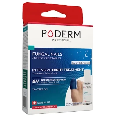 Image of PODERM 2 in 1 fungal nail INTENSIVE NIGHT treatment Eliminates the infection and renews while you sleep VEGAN Professional foot/hand Quick &amp; Easy Swiss Made