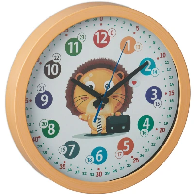 Image of Wall Clock, Learn, Time, Battery Power, Kitchen, Office, Analog, Second Hand, Numerals, Diameter 30cm, Yellow Relaxdays