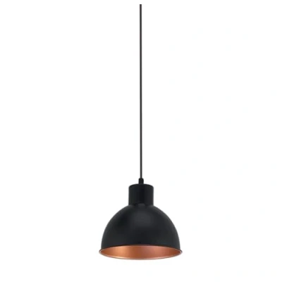 Image of Eglo Truro Vintage/Retro Pendant Light, Black and Copper Coloured Steel Hanging Lamp, Industrial Design Dining Living Room Ceiling Lighting, E27 Socket