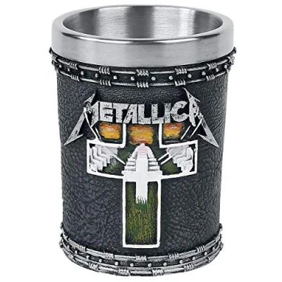 Image of Nemesis Now B4683N9 Metallica Master of Puppets Shot Glass 7cm, Resin w/Stainless Steel Insert, Black